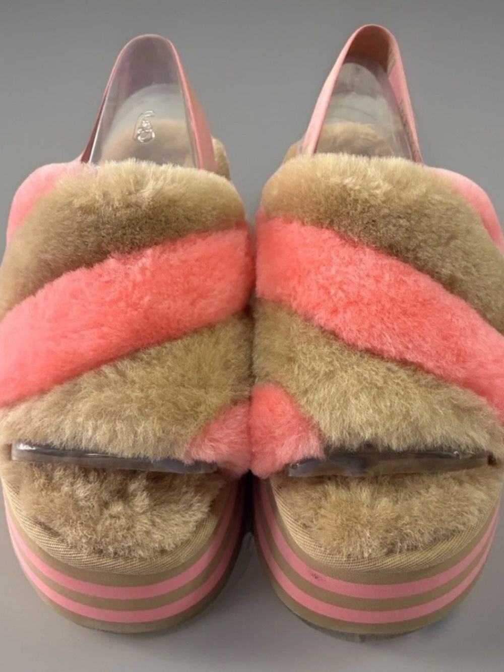 UGG Disco Stripe Women’s Chestnut /Rose Pink Slide Size 9 NIB Discontinued